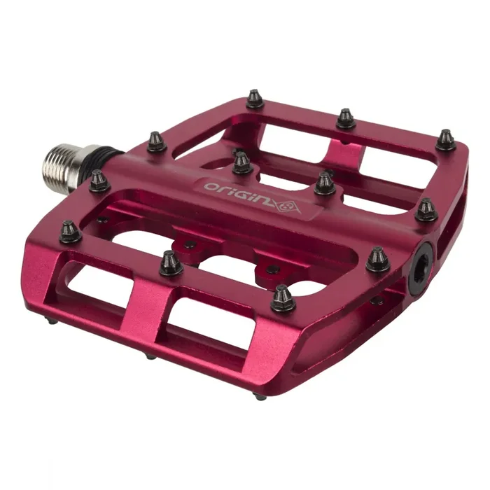 Origin8 Rascal Platform Pedals 9/16″ Concave Aluminum Body Removable Pins Red