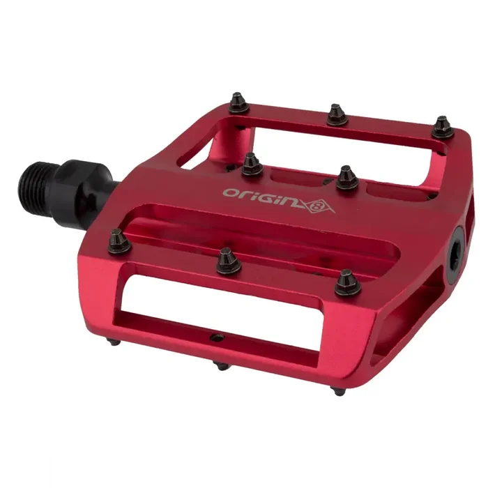 Origin8 Rascal XS Platform Pedals 9/16″ Concave Aluminum Body Removable Pins Red