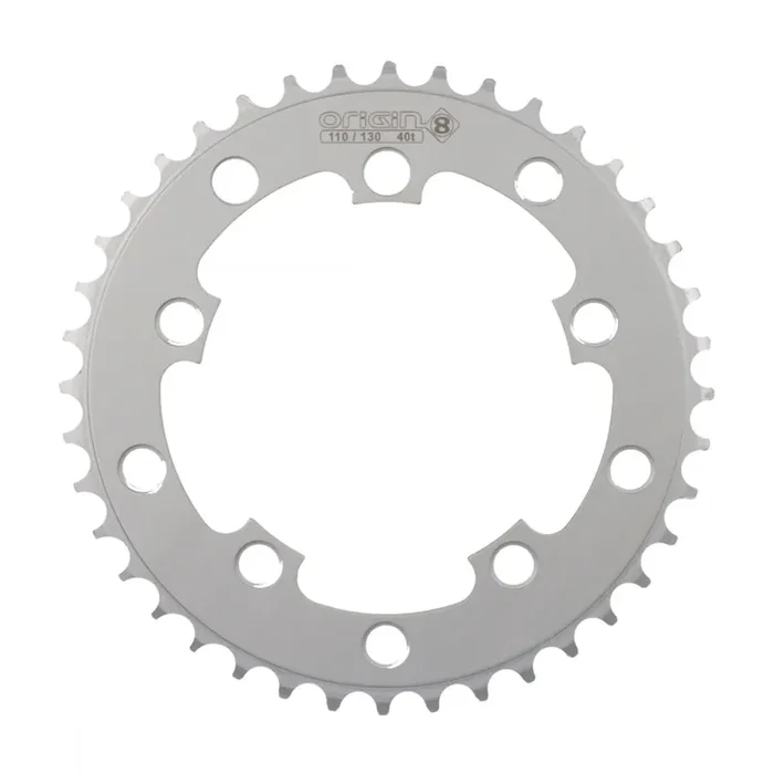 Origin8 Single Speed Chainring 40T 110/130 BCD 5-Bolt Aluminum Silver Road MTB