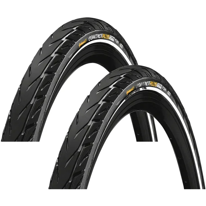 Pack of 2 Continental Contact Plus City Tire – 700 x 47, Clincher, Wire, Black/Reflex, SafetyPlus Breaker, E50 1013430000