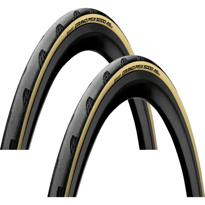 Pack of 2 Continental Grand Prix 5000 All Season TR Tire – 700 x 25, Tubeless, Folding, Black/Cream, BlackChili, Vectran Breaker, 1019010000