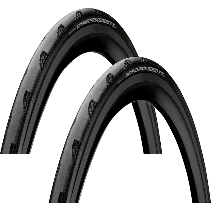 Pack of 2 Continental Grand Prix 5000 Timetrial TR Tire – 700 x 25, Tubeless, Folding, Black, BlackChili, Vectran Breaker, 1018930000