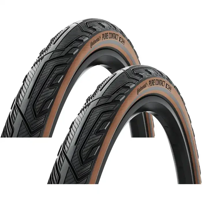 Pack of 2 Continental Pure Contact Tire – 700 x 47, Clincher, Folding, Black/Coffee/Graphite Reflex, Vectran / PolyX Breaker, E50 1019860000