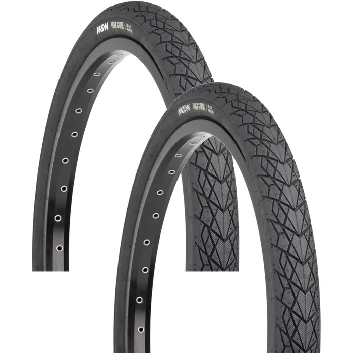 Pack of 2 MSW Tour Guide Tire – 20 x 1.75, Black, Folding Wire Bead, 33tpi 17-000530
