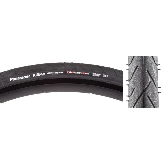 Panaracer Ribmo 700 x 25 Clincher Wire TPI 90 Black/Black Reflective Road Tire AW725PS-RB-B2
