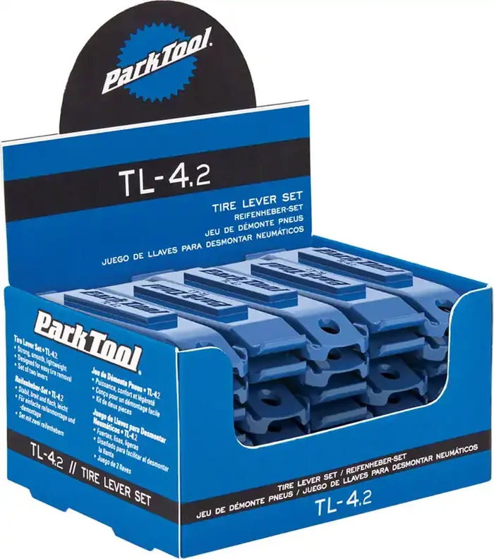 Park Tool TL-4.2 Tire Lever Set & Display Case – Durable, Lightweight Bicycle Tire Removal Tools with Spoke Hook, Perfect for Tubeless & Tight Beads