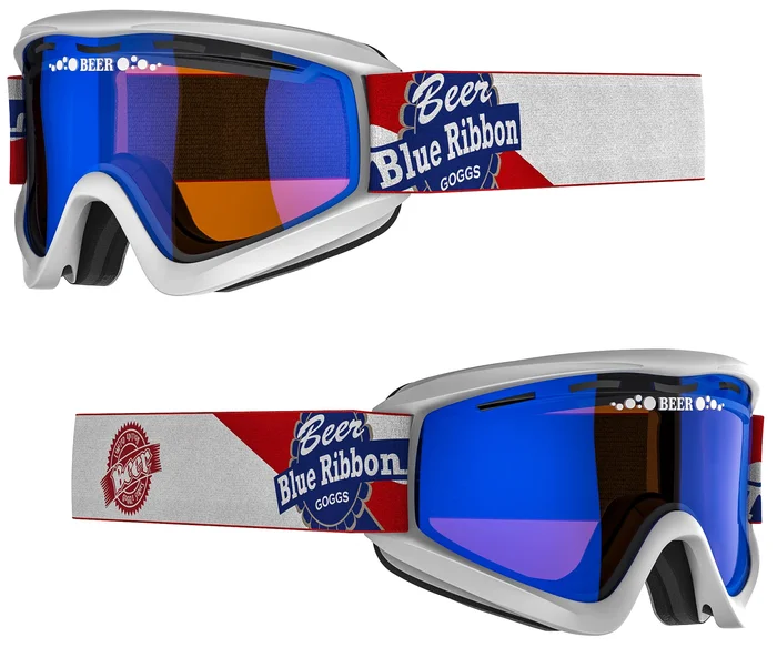 PBR Goggles Blue Mirror – Beer Optics Snow Goggles