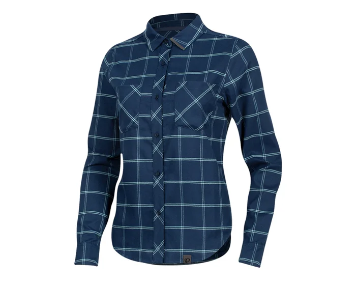 Pearl iZUMi Women’s Rove Long Sleeve Shirt (Navy/Aquifer Plaid) (XS)