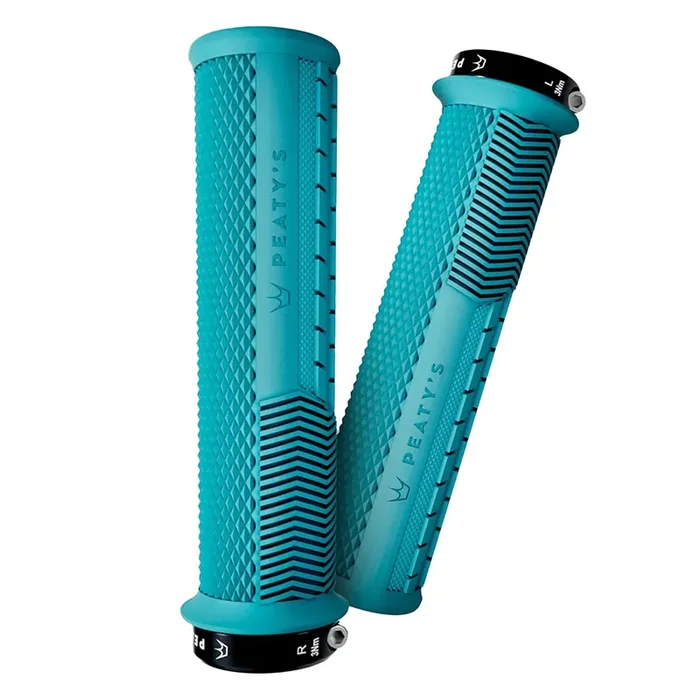 Peaty‘s Race Control Knurl Thick Lock-On Grips, Pair, Turq