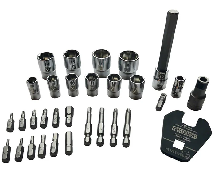 Pedro’s Pro Bit & Socket Set (17 Hex & Tox Bits, 10 Sockets, Crowfoot Pedal Wrench)