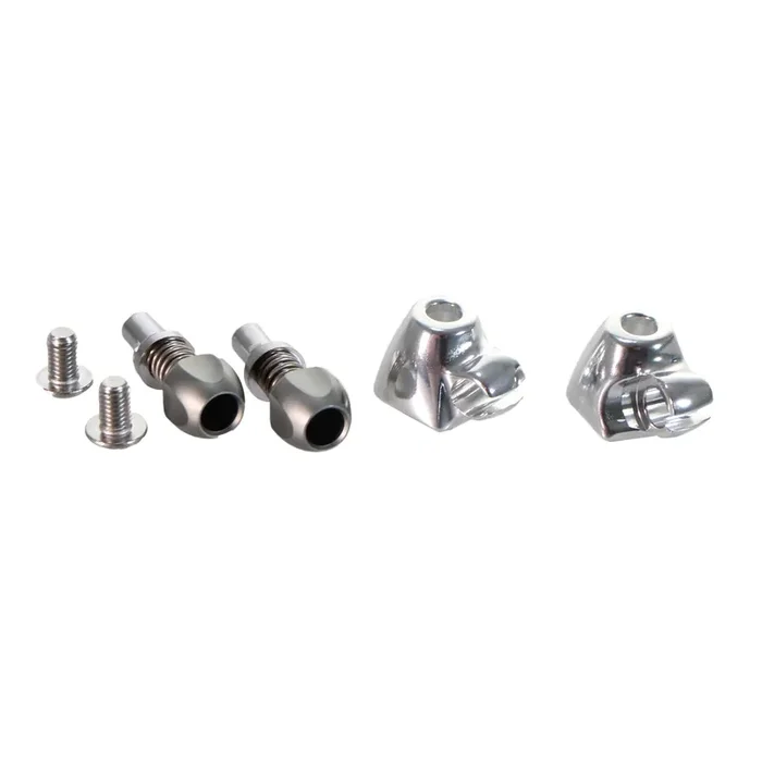 Premium Machined Aluminum QR Cable Stop Adjusters for Derailleurs – Durable, Precise, Quick-Release Downtube Cable Housing Stops in Silver & Black