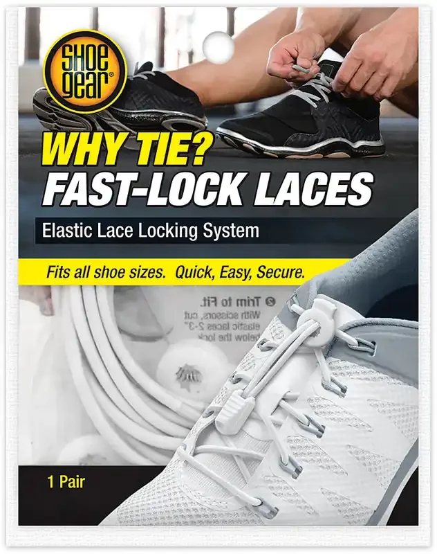 Premium Shoe Gear Why Tie Fast Lock Laces Sets – White, Black & Gray No-Tie Elastic Laces for Easy, Secure, & Hassle-Free Footwear Adjustment
