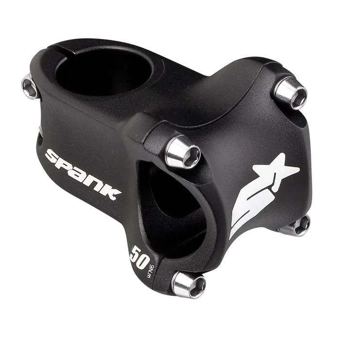 Premium Spank Spike Race 2 31.8mm Alloy Bicycle Stem – Lightweight CNC Forged, CNC Laser Etched, 0° Rise, 50mm Length, Black Cycling Part