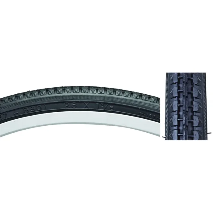 Premium Sunlite 26×1-3/8 Clincher Bike Tires — Classic Tread, Ramped Knobs, Reflective Sidewalls, Durable Rubber, Perfect for Street & Commuter Cycling