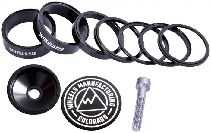 Premium Wheels Manufacturing StackRight Headset Spacer Kits – Aluminum, Interlocking Design, Flat Top Finish, Multiple Colors for Custom Bike Fit