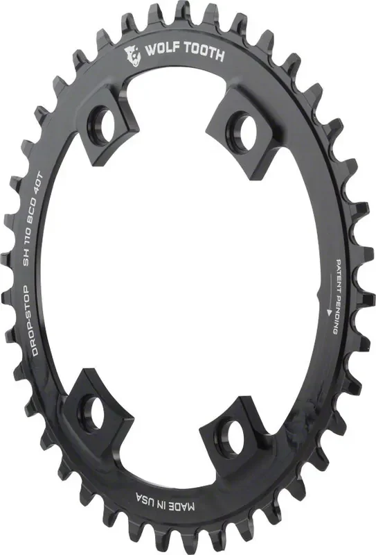 Premium Wolf Tooth Drop-Stop & Alloy Chainrings 38t, 42t, 46t for Shimano 110 BCD Asymmetric 4-Bolt Road Cycling Components