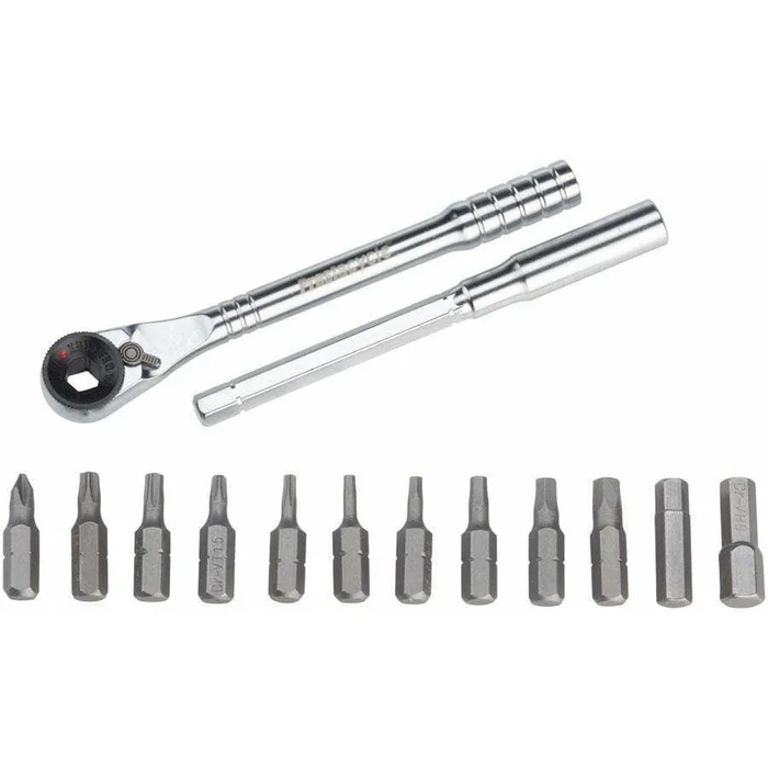 Prestacycle T-Handle Ratchet Deluxe 3-Way Ratchet and T-Handle Bike Tool Kit, 12 Piece Bit Set