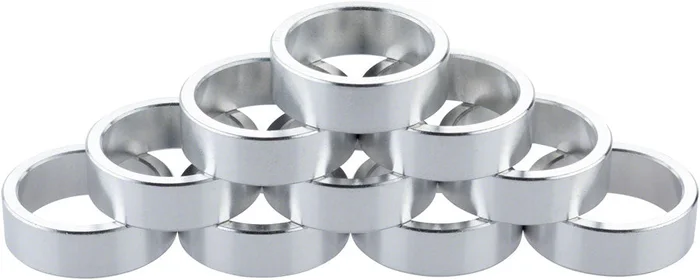 Problem Solvers Headset Stack Spacer – 25.4 10mm Aluminum Silver Bag of 10