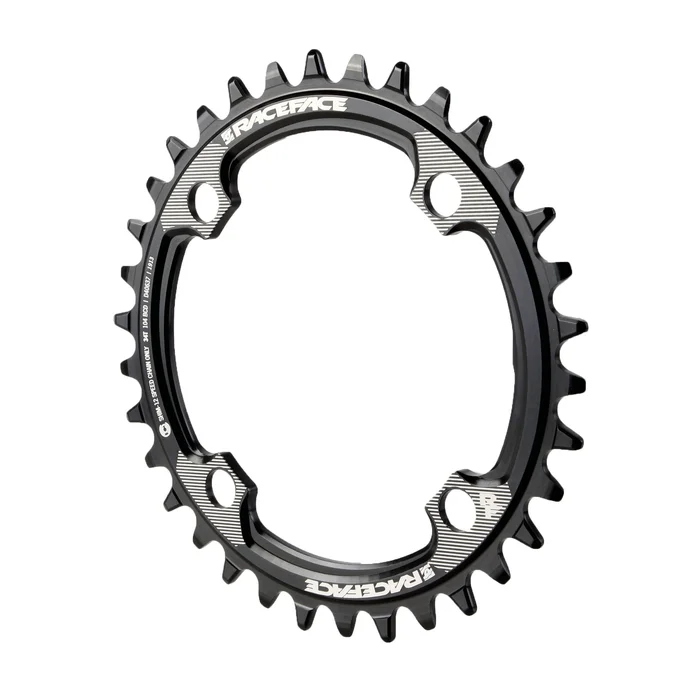 Race Face 1x 104 BCD Hyperglide+ Chainring – 32t 104 BCD 4-Bolt Requires Shimano 12-speed Hyperglide+ Chain 7075 Aluminum BLK