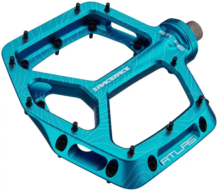 RaceFace Atlas Platform Pedals 9/16″ Concave Alloy Body Removable Pins Turquoise