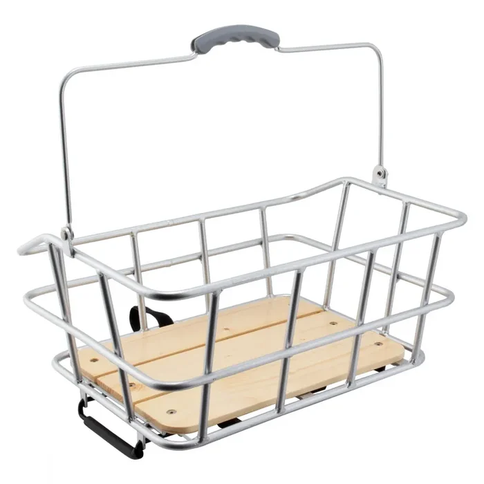 Rear Bike Basket Sunlite Woody Rack Top Silver Alloy 11.8×15.7×7`
