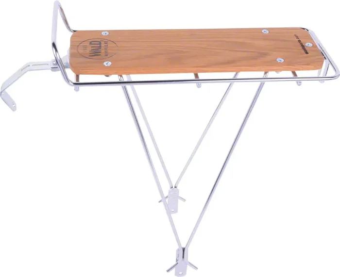 Rear Bike Rack Wald 215 with Wood Slat, Silver