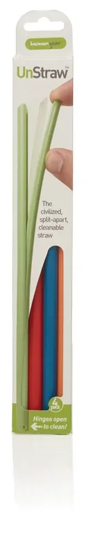 Reusable Humangear Unstraw 4-Pack in Blue, Yellow, Purple, and Mint