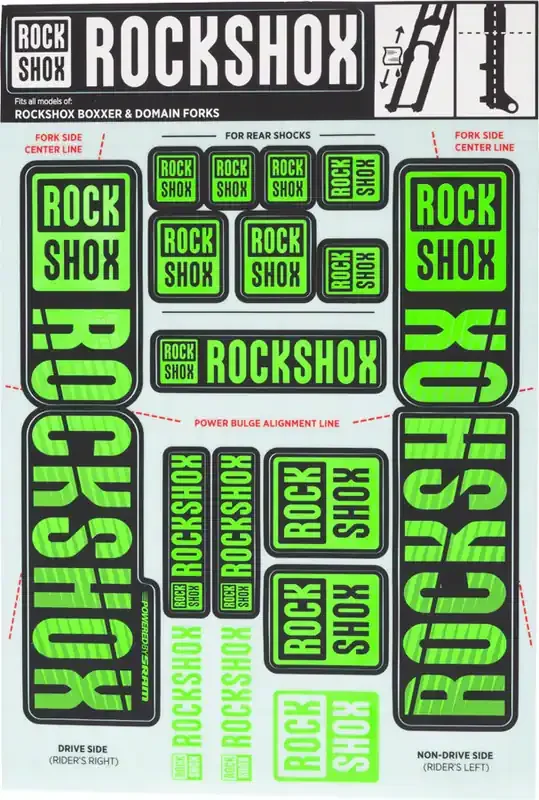 RockShox Fork Decal Kit – 35mm Dual Crown, Green