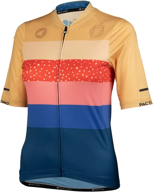 Salsa Team Polytone Women‘s Jersey – Goldenrod, Dark Blue, w/ Stripes, Medium