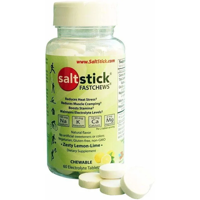 SaltStick Fastchews Chewable Electrolyte Tablets: Bottle of 60, Lemon Lime