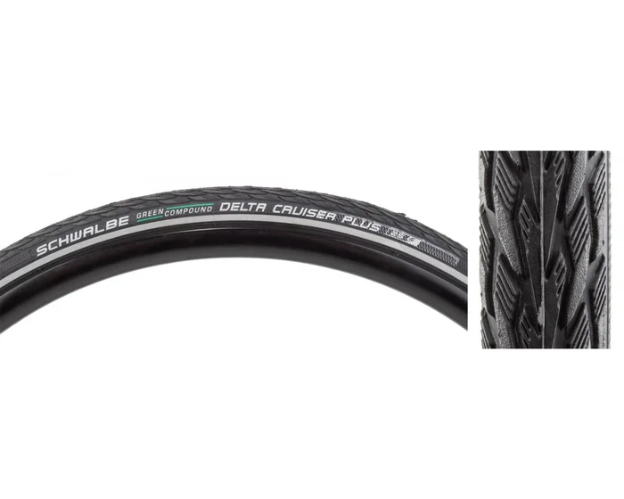 Schwalbe Delta Cruiser Plus Tire (Black/Reflective) (Wire) (Green Compound) (PunctureGuard) (E25) (700c) (28mm)