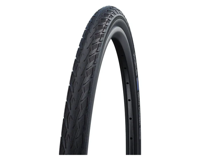 Schwalbe Delta Cruiser Plus Tire (Whitewall/Reflective) (Wire) (Green Compound) (PunctureGuard) (E25) (26″) (1-3/8″) (590 ISO)