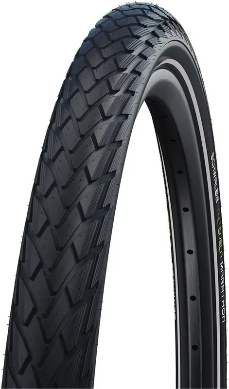 Schwalbe Green Marathon Tire – 26 x 1.50, Clincher, Wire, Black/Reflective, Performance Line, GreenGuard, TwinSkin, 11159404