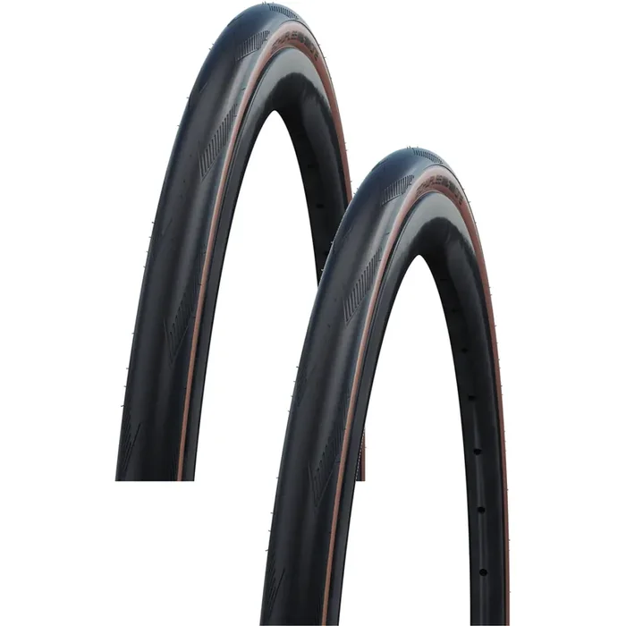 Schwalbe One 700 x 28 Tubeless Performance Road Bike Tires, Addix Compound, RaceGuard, Bronze, E-25, Foldable 11654446