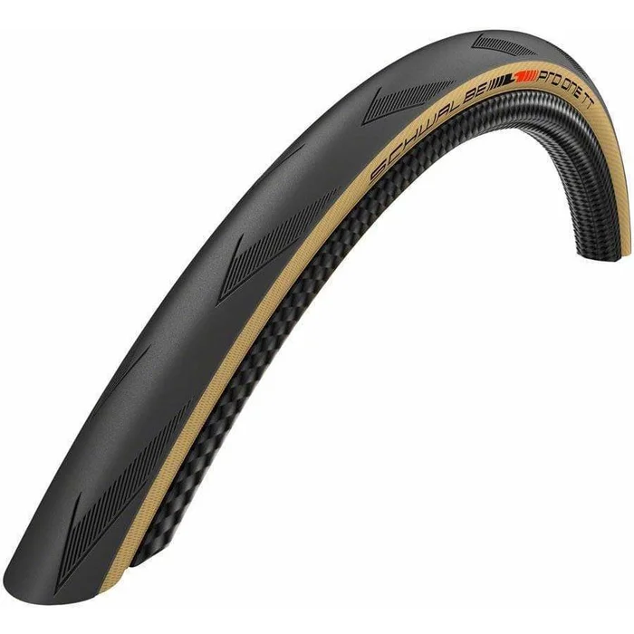 Schwalbe Pro One TT Tire – 700 x 25, Tubeless, Folding/Tan, Evolution Line, Addix Race