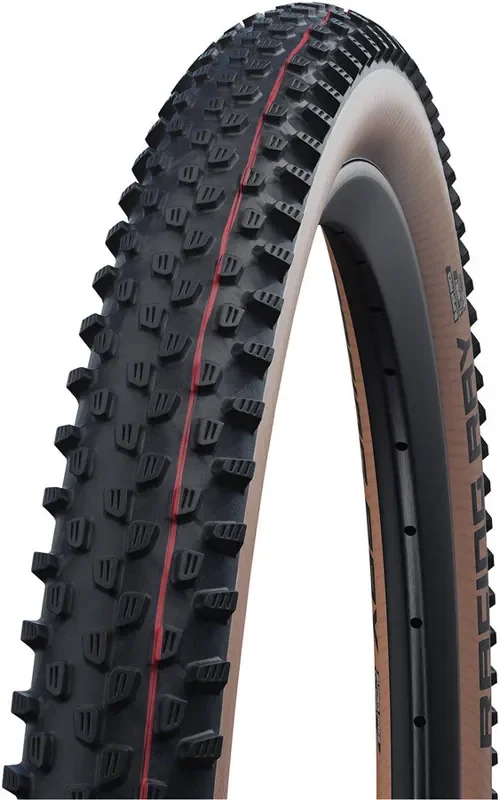 Schwalbe Racing Ray 29″ Mountain Bike Tires – Tubeless Ready, Evolution Super Race Addix, Tan Sidewall, Cross-Country XC Performance