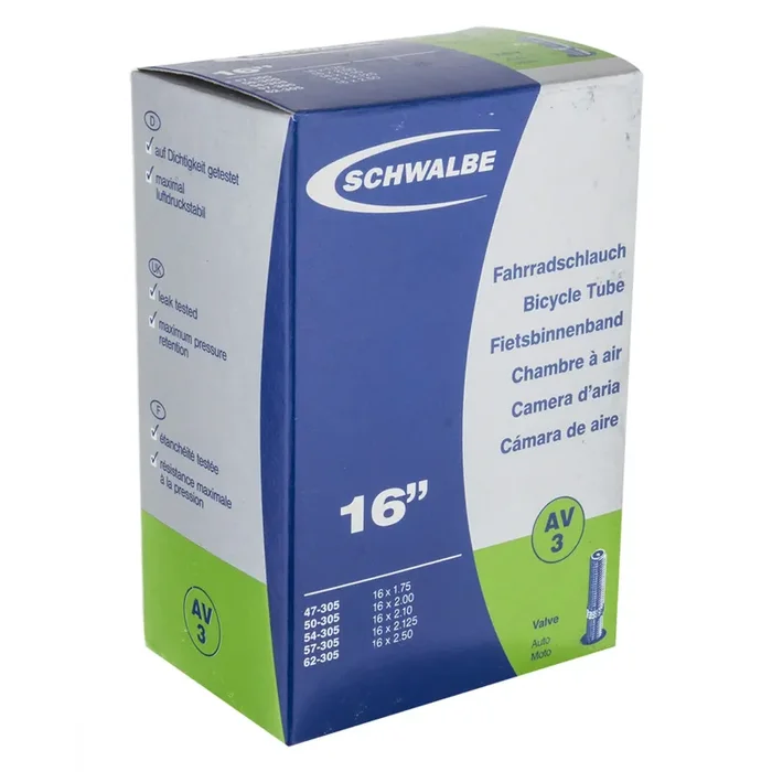 Schwalbe Tube 16×1.85-2.45 SV 40mm 0d Nickel Plated Valve Components