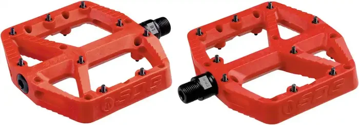 SDG Comp Platform Pedals 9/16″ Chromoly Axle Composite Body Removable Pins Red