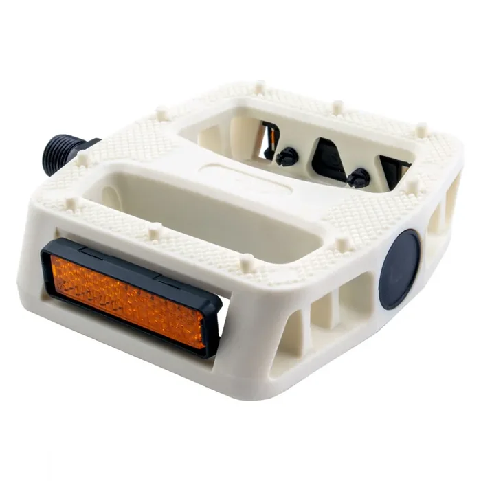 SE Bikes 12 O-Clock Platform Pedals 9/16″ Chomoly Axle Nylon Molded Pins White