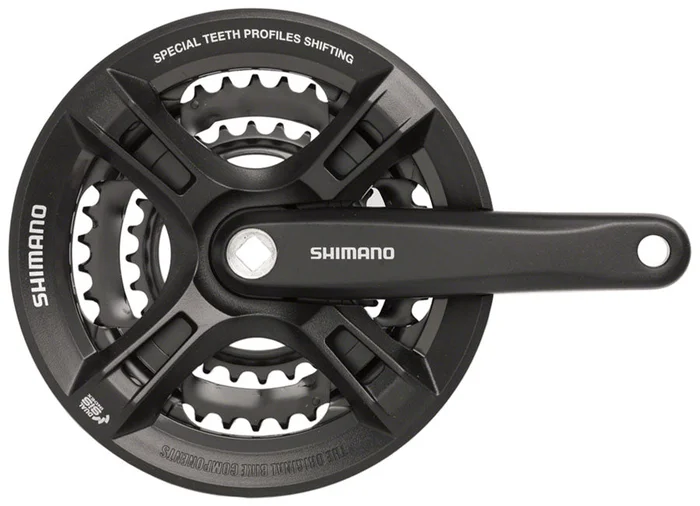 Shimano Altus FC-M311 Crankset – 175mm 7/8-Speed 48/38/28t Riveted Square Taper JIS Spindle Interface BLK