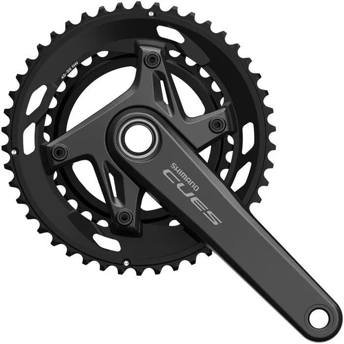 Shimano CUES FC-U6030-2 Crankset – 175mm, 9/10-Speed, 50/34t, Asymmetric 110 BCD, Black