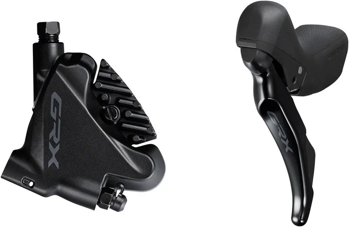 Shimano GRX ST-RX400/BR-RX400 Hydraulic Disc Brake Brake/Shift Lever – Left 2×10-Speed Flat Mount Finned Resin Pads BLK