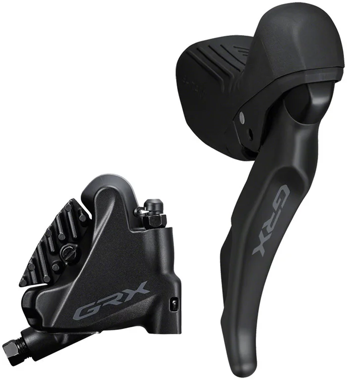 Shimano GRX ST-RX610 Shift/Brake Lever BR-RX400 Hyd Disc Brake Caliper – Right/Rear 12-Spd Flat Mnt Caliper For 25mm Mount BLK