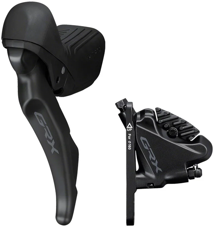 Shimano GRX ST-RX610 Shift/Brake Lever BR-RX400 Hydraulic Disc Brake Caliper – Left/Front 2x Flat Mount Caliper BLK