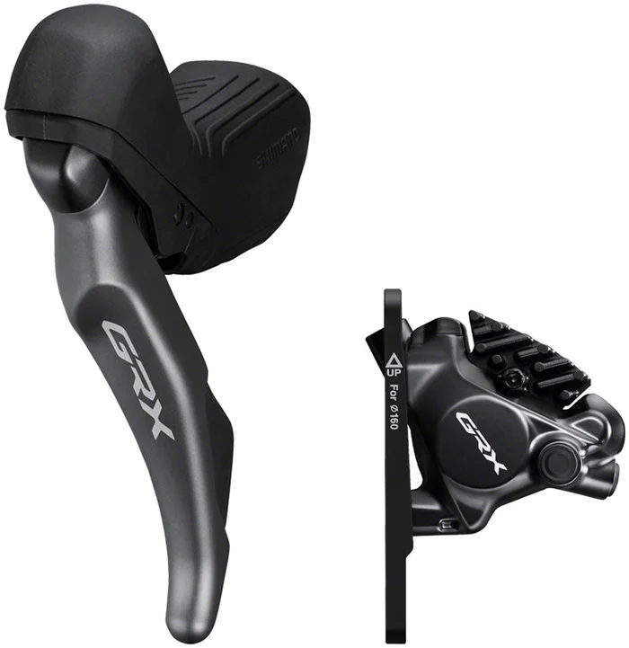 Shimano GRX ST-RX820 Shift/Brake Lever BR-RX820 Hydraulic Disc Brake Caliper – Left/Front 2x Flat Mount Caliper BLK
