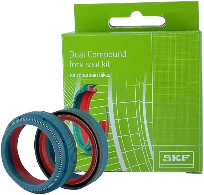 SKF Dual Compound MTB Fork Seal Kits High-Performance Rubber, Advanced Sealing Technology, Fit RockShox & Fox Air 32-40mm Suspension