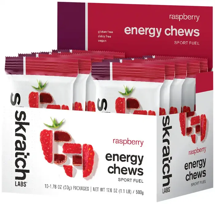Skratch Labs Energy Chews Sport Fuel – Raspberry, Box of 10 Pack of 10