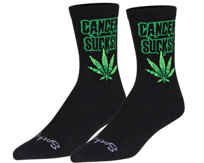 Sockguy 6″ Socks (Cancer Sucks Leaf) (S/M)