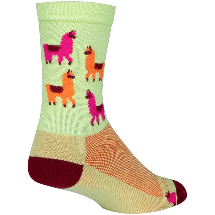SockGuy Mo’ Llamas Crew Bike Socks – Green