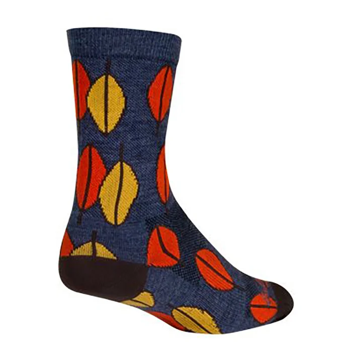 SockGuy Sockguy Leaves Wool Socks 9-13 Blue/Red/Yellow